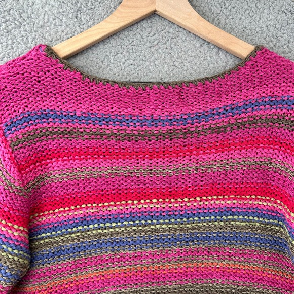 SIGRID OLSEN SPORT Sweater Womens L Large Pink Striped Pullover Casual Multi - Picture 9 of 11